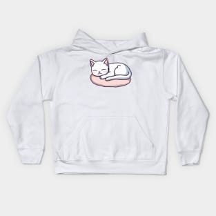 Cute white cat sleeping Kids Hoodie